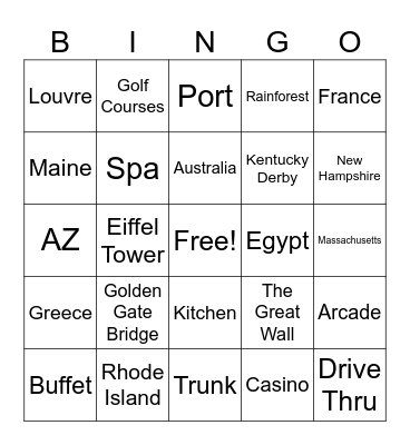TRingo #46 "Locations" Bingo Card