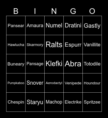 POKEMON ZA SHINY BINGO Card