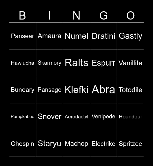 POKEMON ZA SHINY BINGO Card