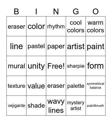 Art Bingo Card