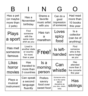 Find someone who.... Bingo Card