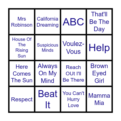 Music Bingo Card