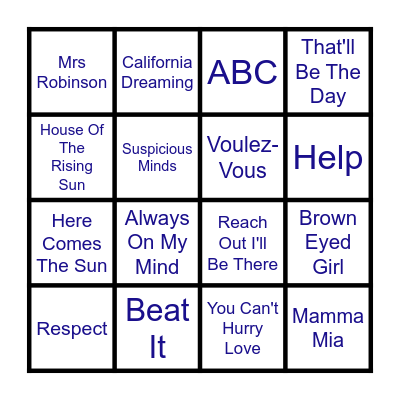 Music Bingo Card