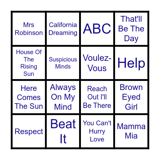 Music Bingo Card