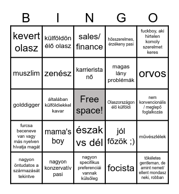 Love is Blind: Italy tippek Bingo Card