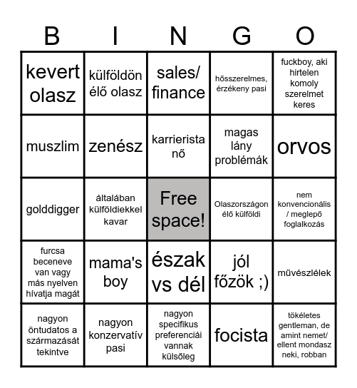 Love is Blind: Italy tippek Bingo Card