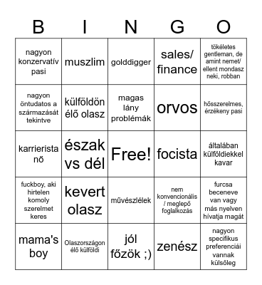 Love is Blind: Italy tippek Bingo Card