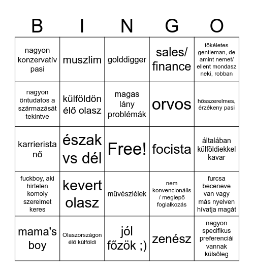 Love is Blind: Italy tippek Bingo Card