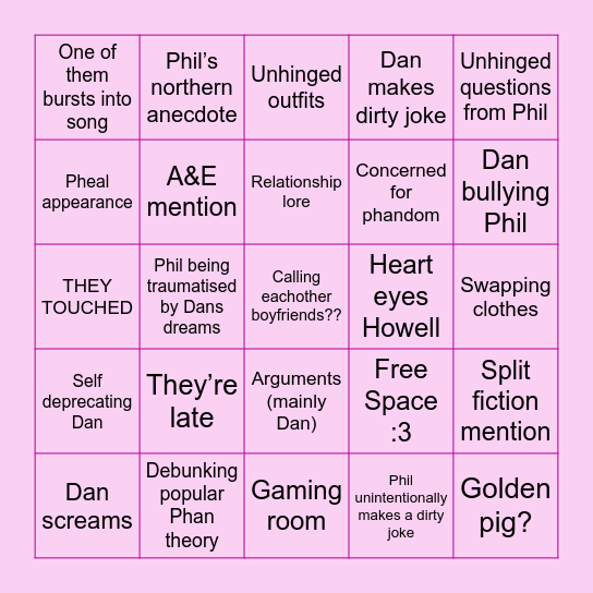 Phatreon Stream Bingo! Bingo Card