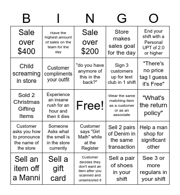 Black Friday Bingo Card