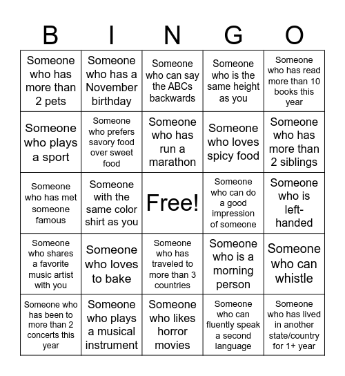 BECK Bingo Card