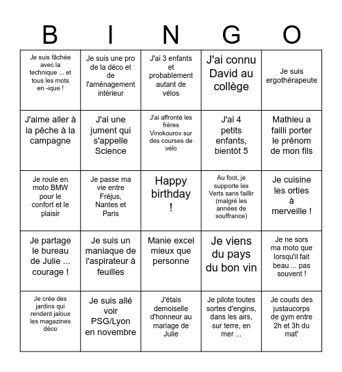Le Bingo des Invités Bingo Card