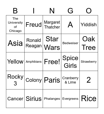 TRingo #48 General Trivia! Bingo Card