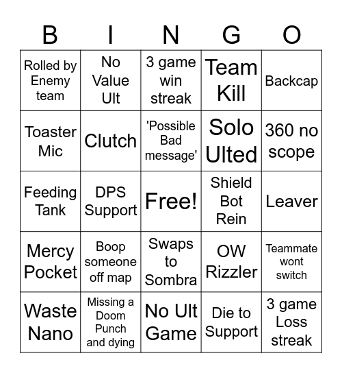 Board 1 Bingo Card