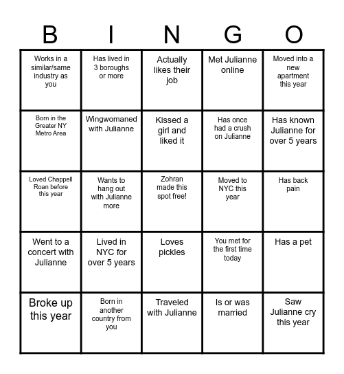 find someone who… Bingo Card