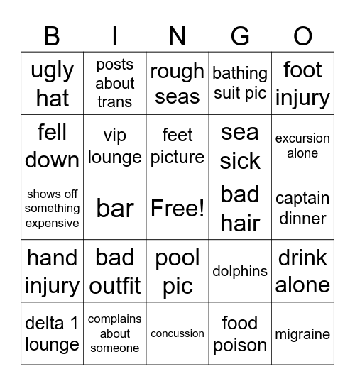 travel bingo Card