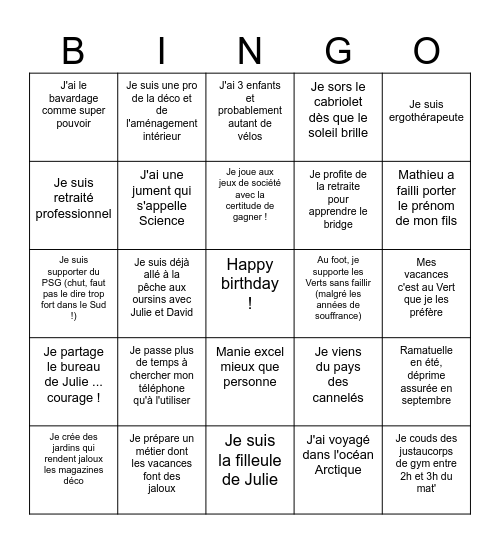 Le Bingo des Invités Bingo Card