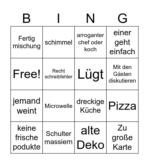 Frank rose bingo Card