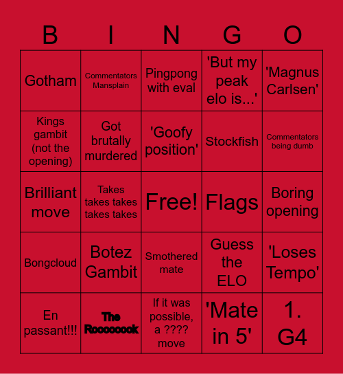 Cover Chess Bingo Card