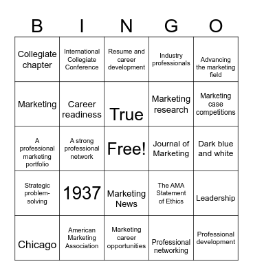 AMA History Bingo Card