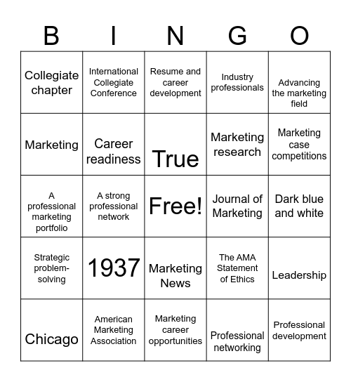 AMA History Bingo Card