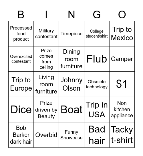 TPIR BINGO Card