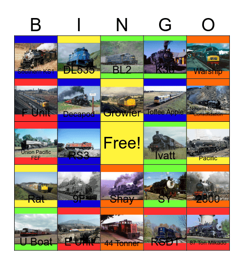 Railroads that I would like to work hard one day Bingo Card