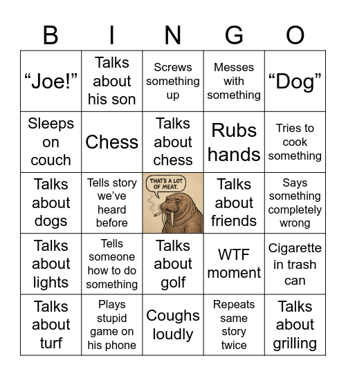 Pop Pop Bingo Card