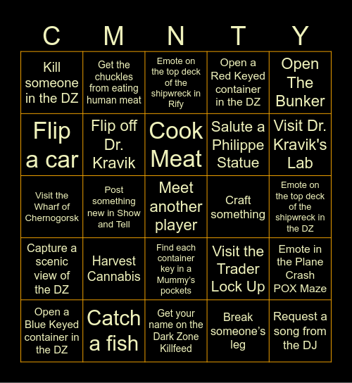 The Community (PS4/PS5) -  DayZ Bingo! Bingo Card