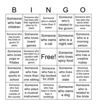 Engagement Party! Bingo Card