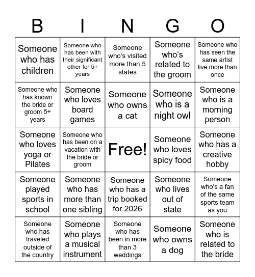 Engagement Party! Bingo Card