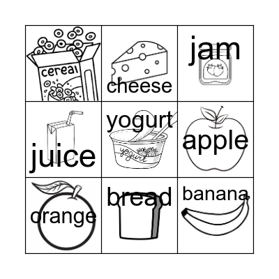 Food Bingo Card