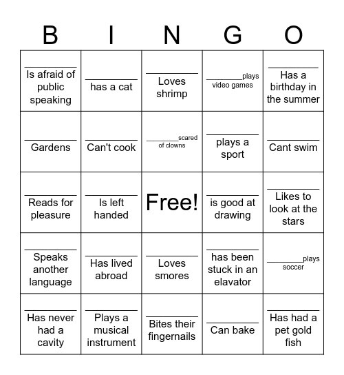 Science People Bingo Card