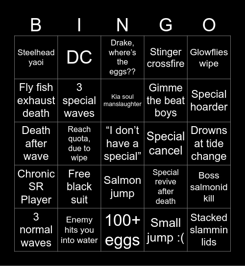 Salmon Run Bingo Card