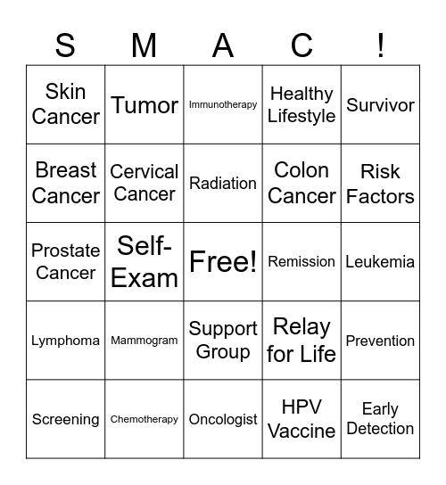 CANCER AWARENESS BINGO Card