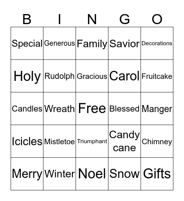 MERRY CHRISTMAS  Bingo Card
