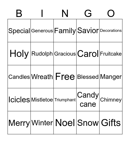 MERRY CHRISTMAS  Bingo Card