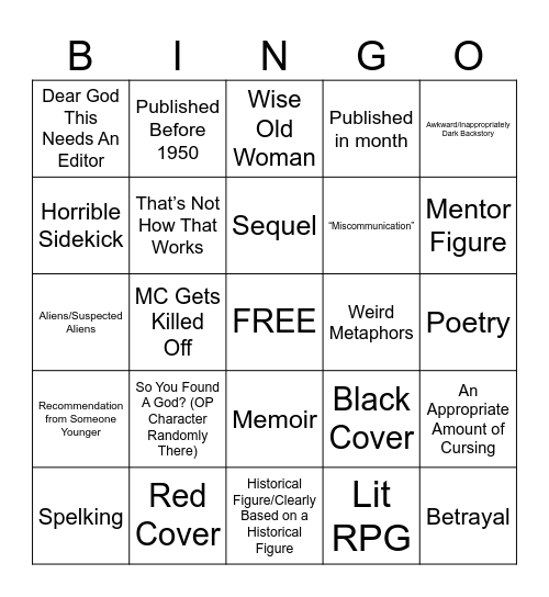 Book Bingo Nov. Bingo Card