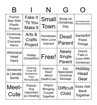 Hallmark/Lifetime Christmas Movie Bingo v2 Bingo Card