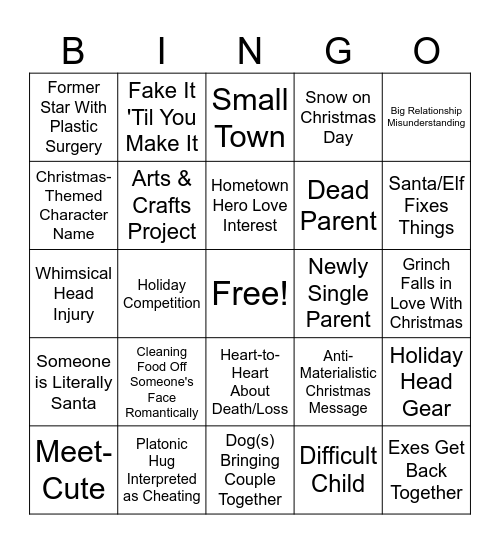Hallmark/Lifetime Christmas Movie Bingo v2 Bingo Card