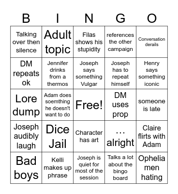 Kesner Bingo Card