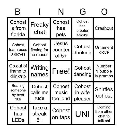 Tiktok LIVE BINGO Card