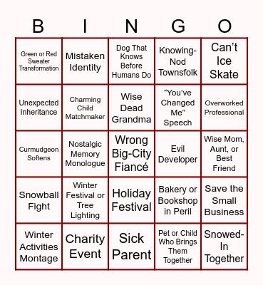 Hallmark Eggnog Bingo Card