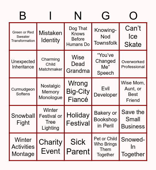 Hallmark Eggnog Bingo Card