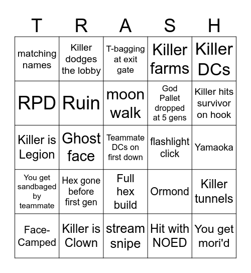 Ultimate DBD Bingo Card