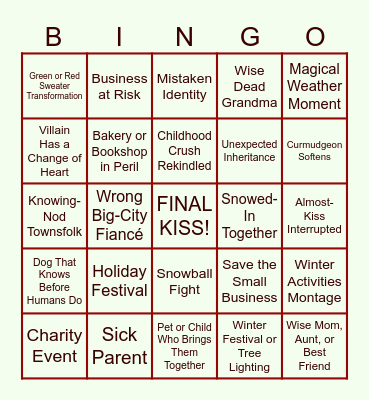 Hallmark Eggnog BINGO Card