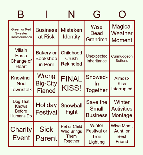 Hallmark Eggnog BINGO Card