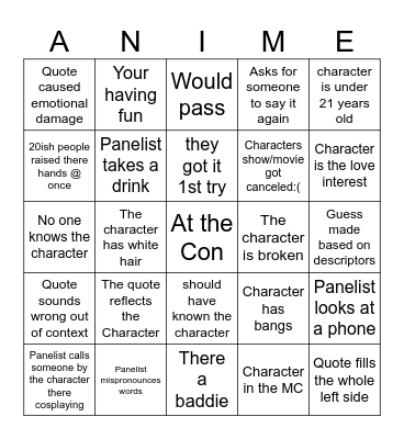 Who Said That? Bingo Card