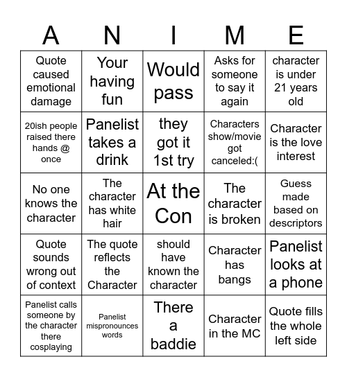 Who Said That? Bingo Card