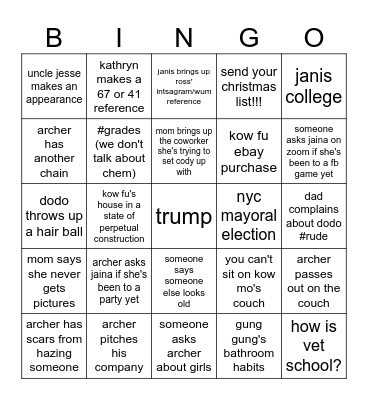 THANKGIVING BINGO!!!! Bingo Card